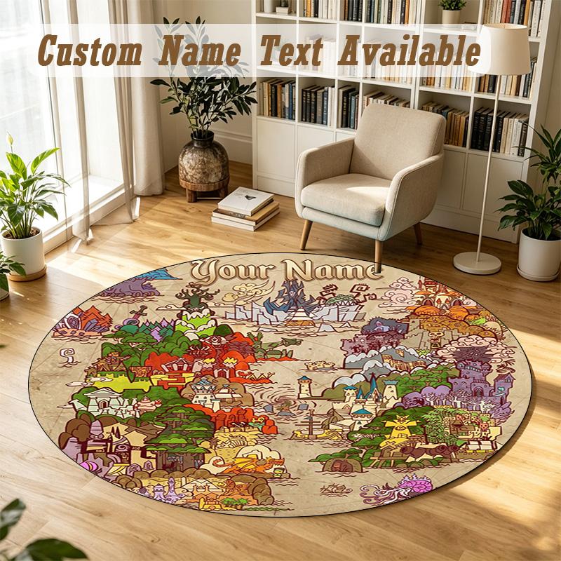 World of Warcraft Personalized Round Rug Support Custom Name, Soft Home Decor Mat