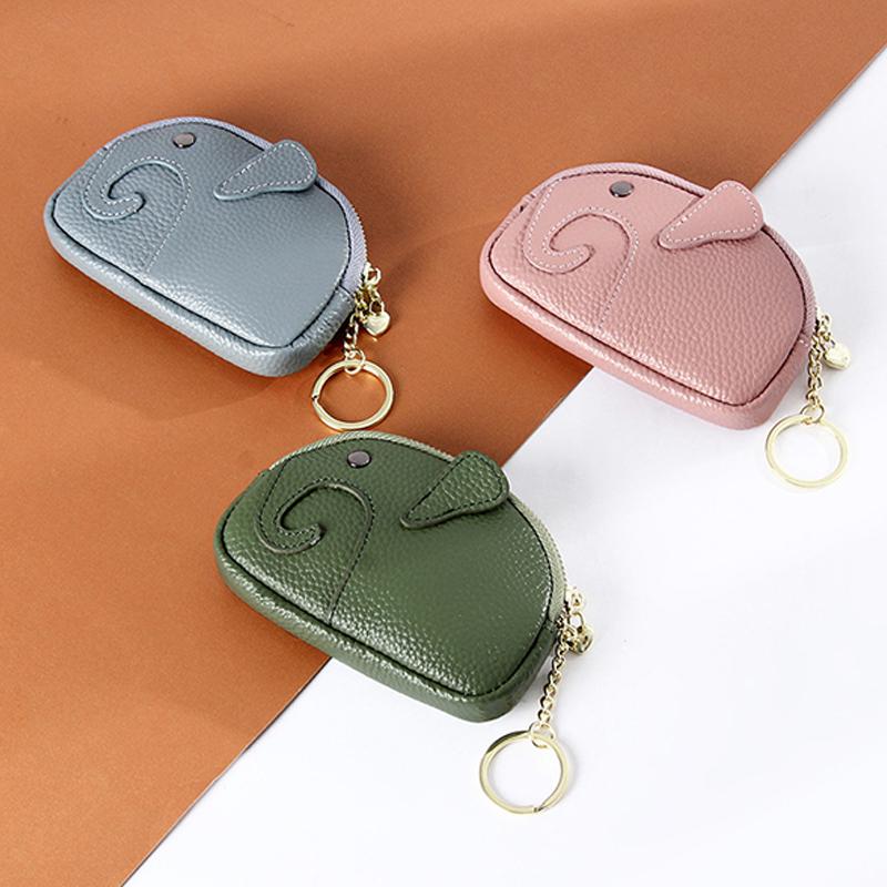 Damen Kleine Geldbörse PU-Leder Elefant Kartenhalter Niedliche Mini-Geldbörse Tasche Hängender Anhänger für