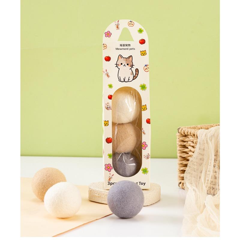 

Шерстяные клубки кошачьи игрушки для погони и игры, сферические игрушки в трех наборах, разноцветные, успокаивающие, бесшумные White series