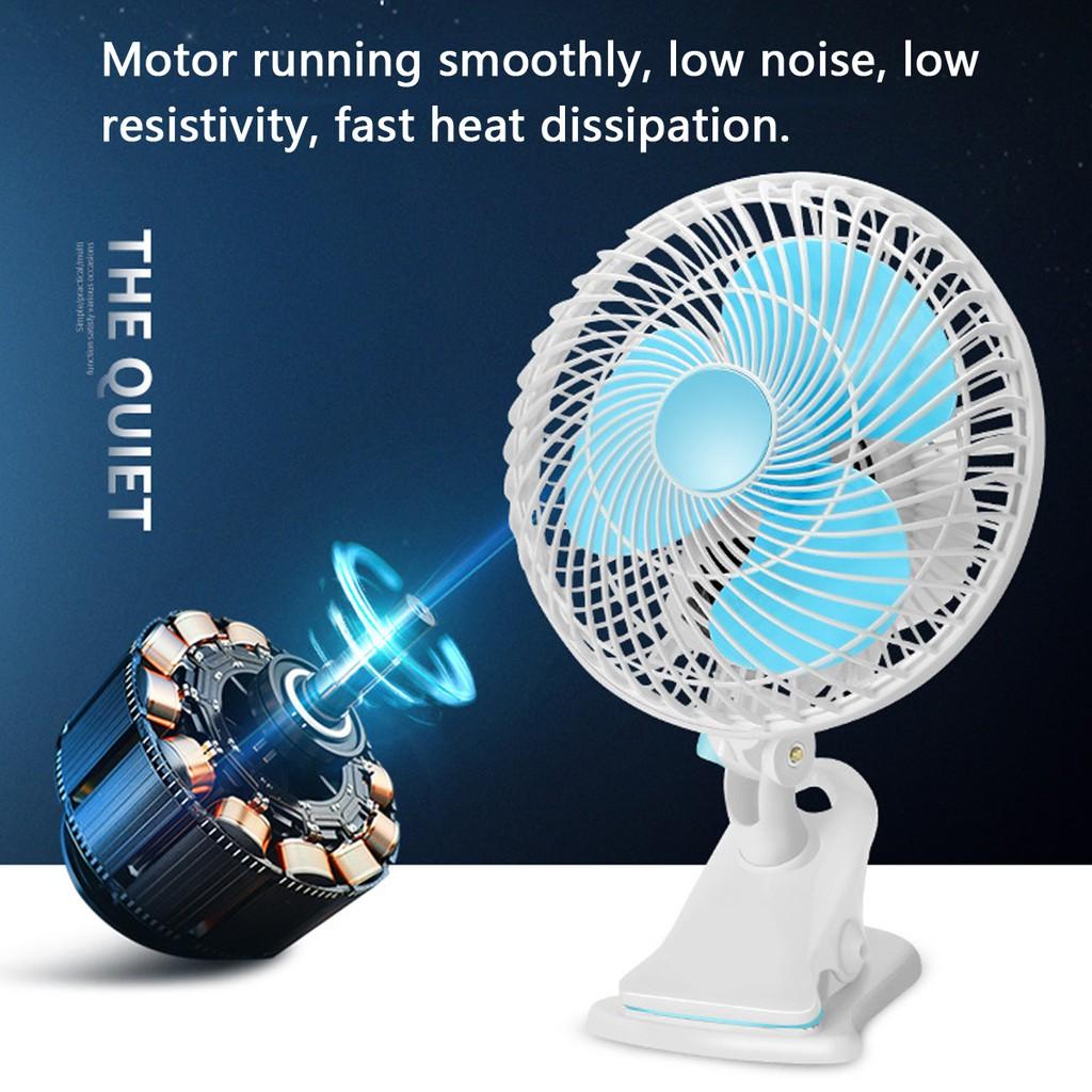 20W Mini Desktop Fan High-Speed Air Desk and Clip On Fan 180 Degree Adjustable With Fan Head Clamp For Dormitory Office