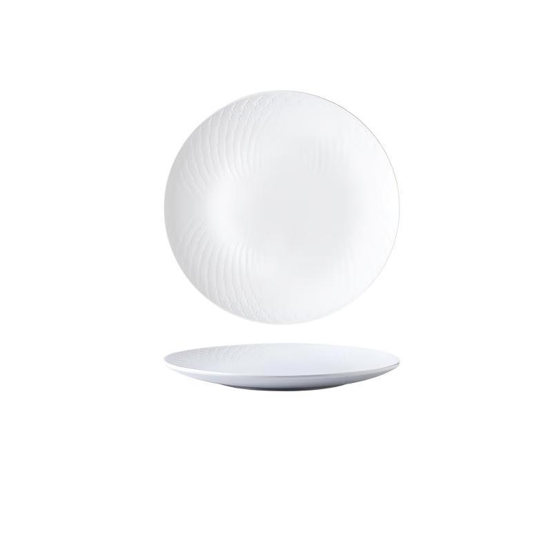 Abay 8-inch Bright White Ceramic Shallow Dinner Plates (Set of 2)