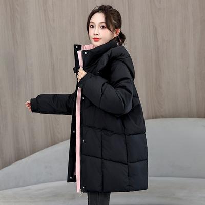 Winter New Hooded Versatile Cotton-padded Clothes Loose Cotton-padded Clothes Medium and Long Thermal Cotton-padded Jackets Women's Trendy Jackets