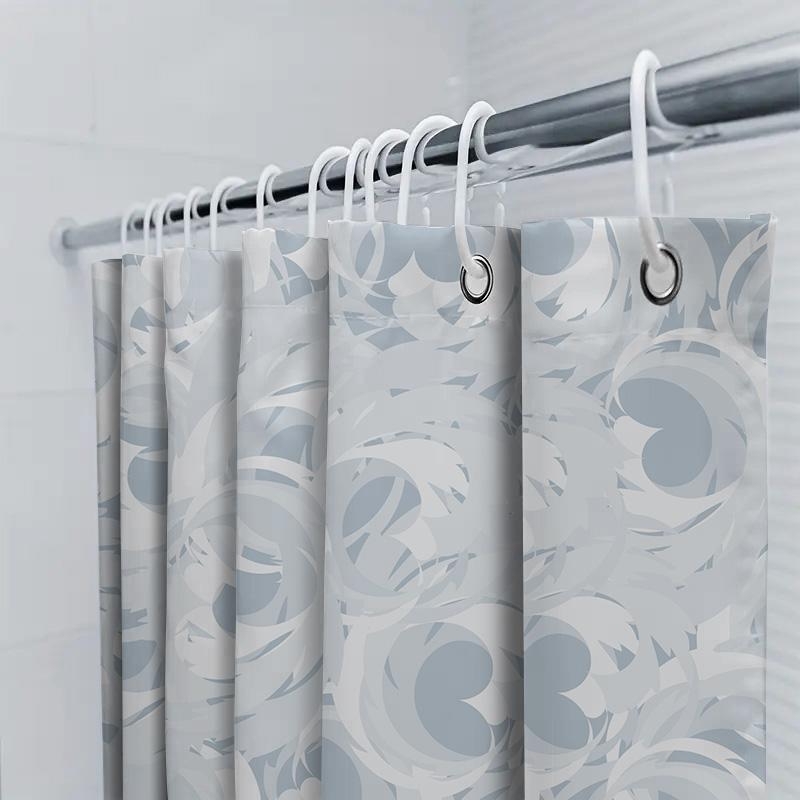 Luxury 3D Printed Shower Curtain Waterproof Machine Washable Decorative Bathing Room Plastic Rod Ring Set for Home Decoration in