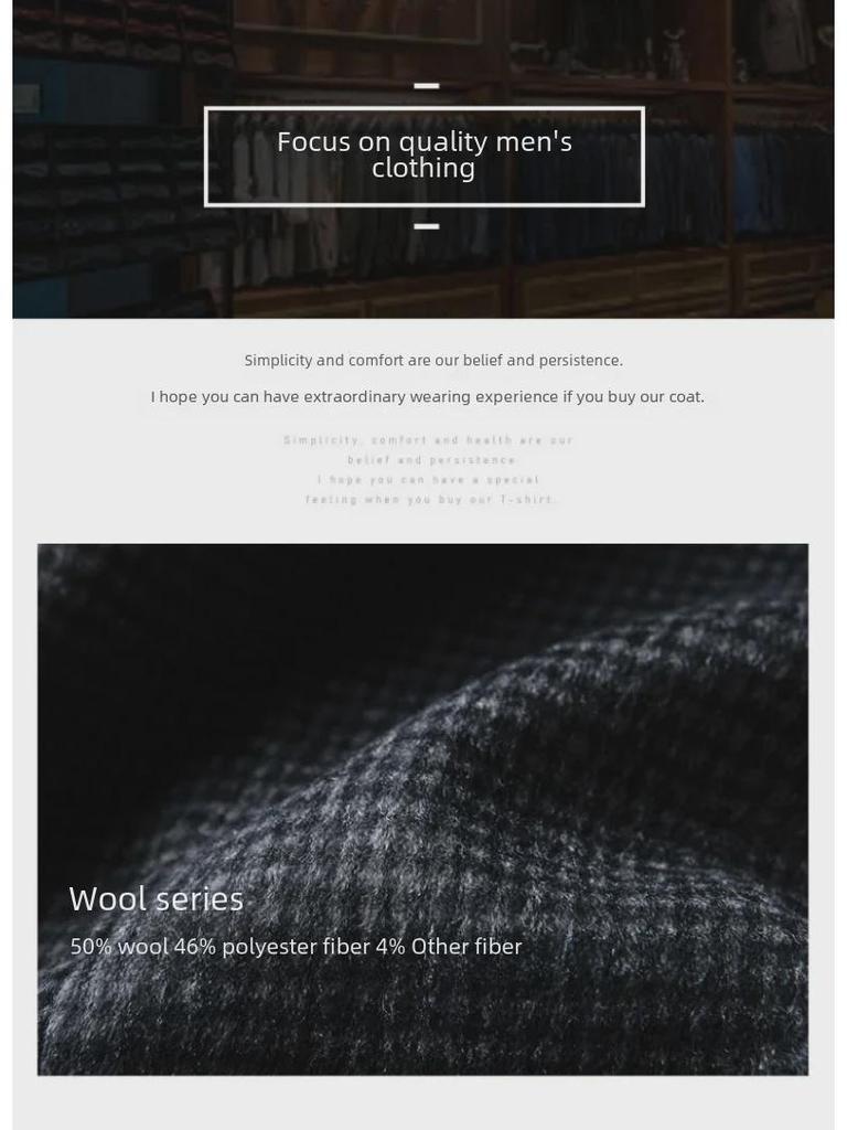 Męska wełniana marynarka w pepitkę - Kolekcja Jesień/Zima 2024 dla mężczyzn w średnim wieku i młodych dorosłych