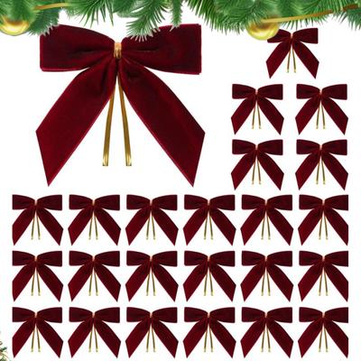 24 Stück weihnachtliche Samtschleifen für Bastelarbeiten, Weihnachtsschleifen, Schleifenbänder, DIY-Bastelarbeiten, Nähen, Scrapbooking, Geschenkverpackungen