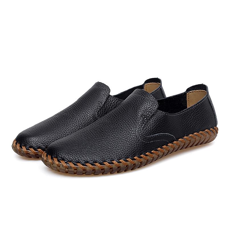 Leather shoes breathable new casual shoes spring flat heel solid color beanie shoes