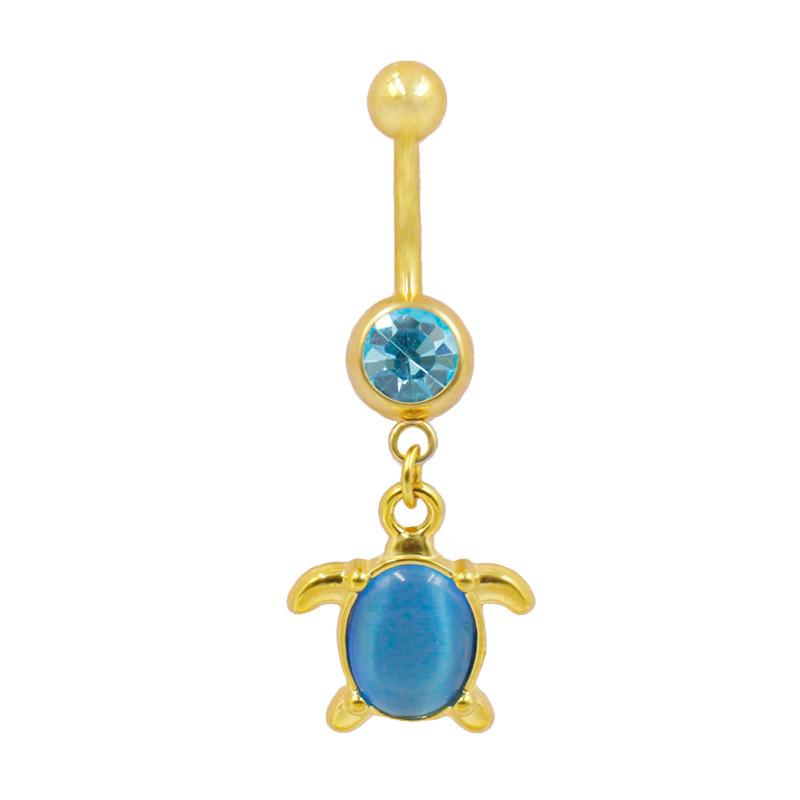 Gaibei Edelstahl Seepferdchen Bauchnabelpiercing mit buntem Diamanten - Modischer Piercing Schmuck