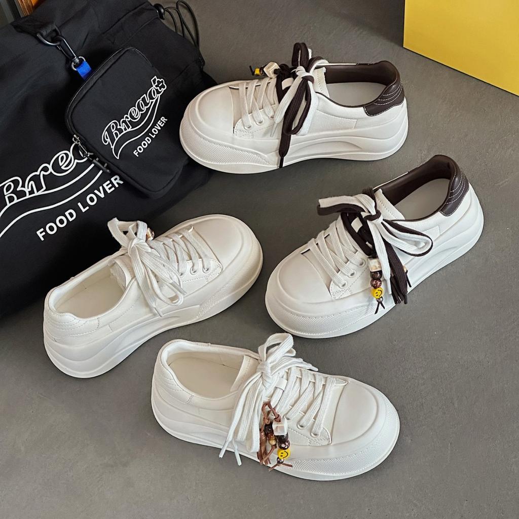 Leather Soft-soled White Shoes Women's 2025 Autumn New Small Height Increase Fashion Sports and Leisure Board Shoes Women's Shoes