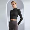 Women's Slimming High-Neck Yoga Suit with Chest Pad - Long Sleeve for Running & Pilates