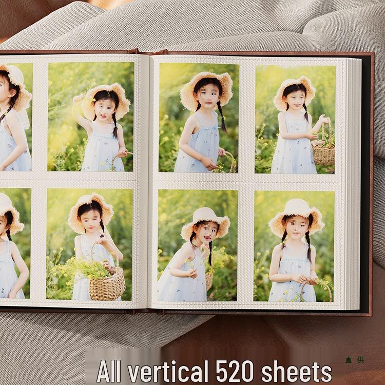 6-Inch Vertical Leather Photo Album: Large Capacity Family & Baby Keepsake Book for Mobile Phone Photos