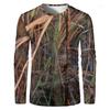 Camouflage Hunting T-Shirt Forest Print Men T Shirt Outdoor Sports Long Sleeve Trip Tactical Training Oversize Top Mens Clothing