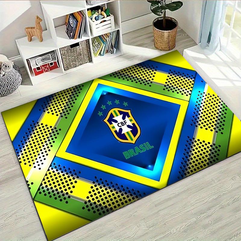 Brazil CBF National Team Dot Pattern Diamond Frame Print Doormat Non Slip Rectangular Floor Mat Soccer Fan Entrance Rug