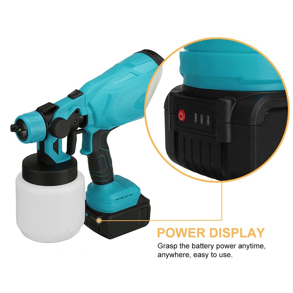 Cordless High Power Home Paint Sprayer Electric Spray Guns With 3 Nozzle Flow Control Airbrush For 18V LED Battery 800ml