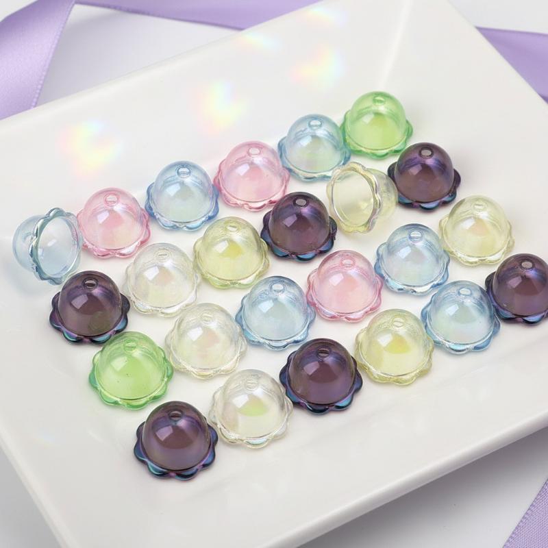 DIY Keychain Jewelry 6 24Pcs Transparent Wind Bell Acrylic Beads Multiple Sizes for Bracelet Necklace Hanging Decoration