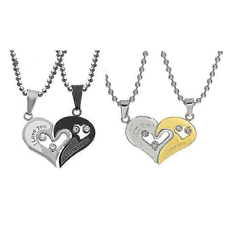 Heart-to-heart Love Pendant Necklace Set: Two-piece Couple Jewelry Alim Gift