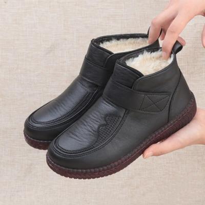 PU Baumwollschuhe, Damen Plus Samt Verdickt Wärme, Damen Rutschfeste Schneestiefel, Damenstiefel