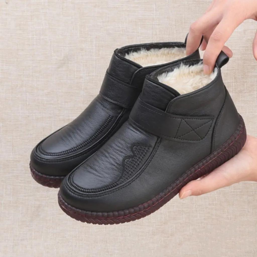 PU Cotton Shoes, Women's Plus Velvet Thickened Warmth, Women's Non-slip Snow Boots, Women's Boots