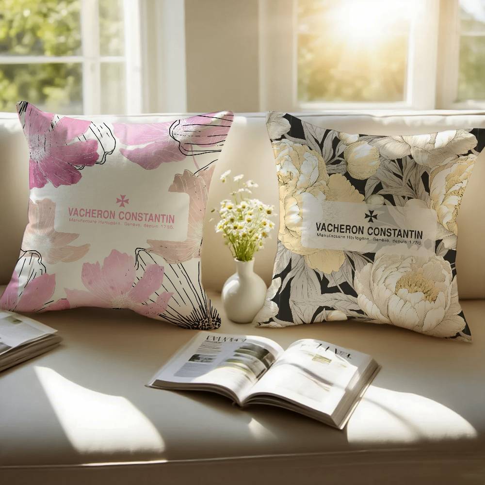 Fashion V-Vacherons C-Constantin Pillow Case Anti-dustmite Pillowcase Invisible Zipper Silky Short Plush Sofa Cushion Cover