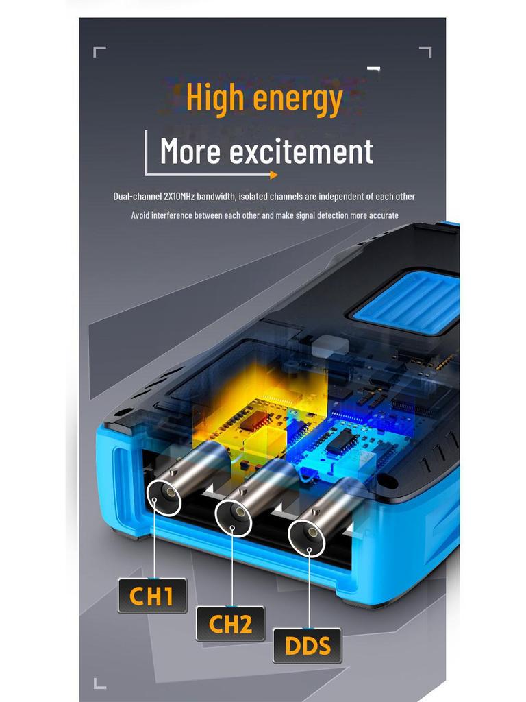 Handheld 3-in-1 Digital Oscilloscope Multimeter Shockproof Dual Channel Signal Generator.