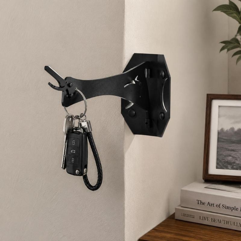 Iron Skull Display Support for Wall Mounting, Forked Bracket Arm with Screw-Fixed Plate for Indoor Display Arrangement