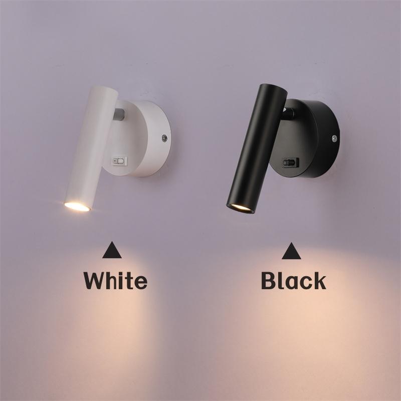 3W Nordic LED Reading Wall Lamp With Switch Foldable And Rotatable Hotel Sconce Bedside Bedroom Wall Mounted Spotlight 110V/220V