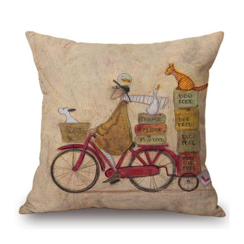 

Modern Art Sam Toft Humorous Cartoon Dog Lovely Cute Puppy Funny Cotton Linen Sofa Throw Pillow Case Chair Seat Cushion Cover 45x45cm 18x18in
