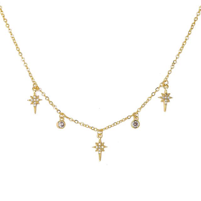 

ANENJERY кубический циркон со сверкающей звездой, кулон, ожерелье для женщин, золотого, серебряного цвета, регулируемая цепочка, колье с кисточкой 40cm add 5cm
