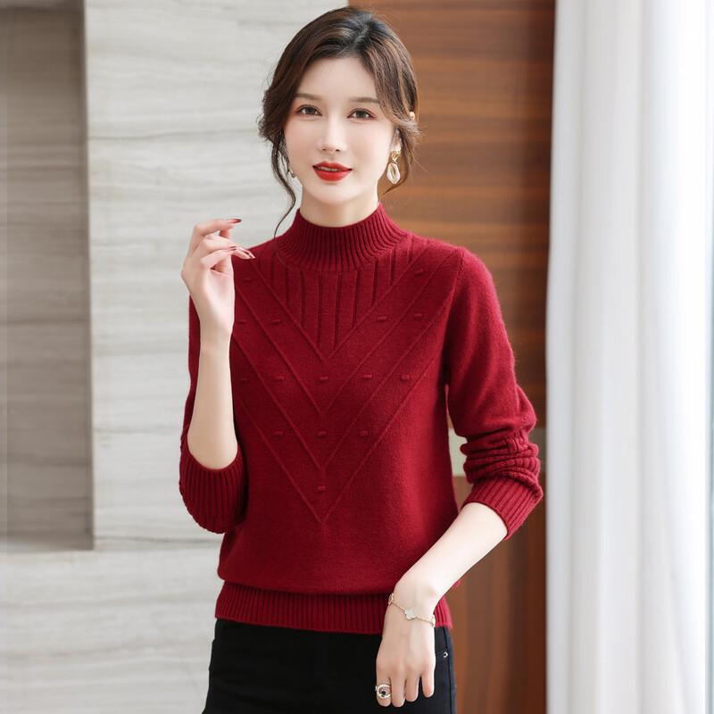 Women s Semi-High Collar Pullover Sweater L