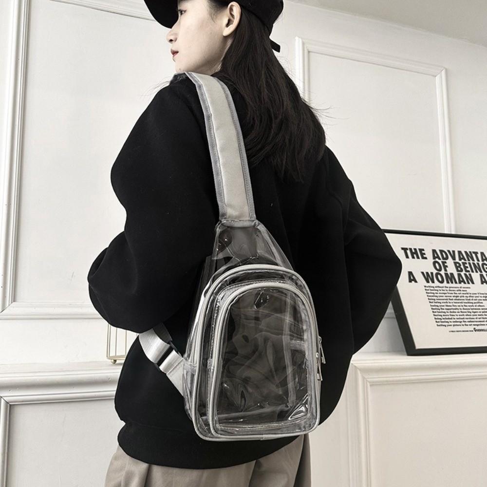 Large Size PVC Chest Bag Trendy Clear Sling Bag Travel Water-Sprinkling Festival Bag  Beach