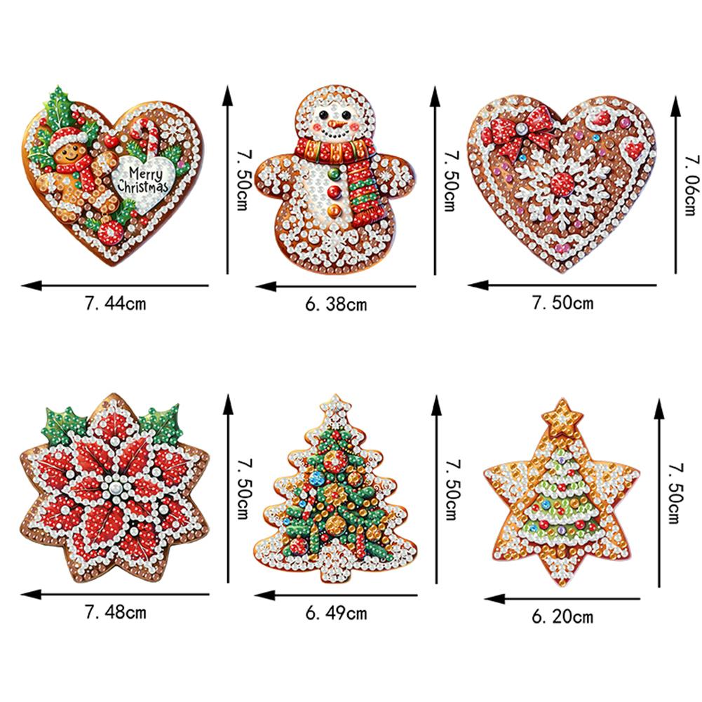 6pcs Christmas Decoration Diamond Painting Pendant 2D DIY Hanging Diamond Art Kits Ornament Window Pendants Christmas Home Decor