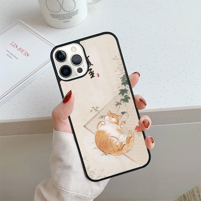 Japanese Cat Culture Aesthetic Art Phone Case For iPhone 17 Air 14 15 16 13 12 Cover For Apple Pro Max Plus