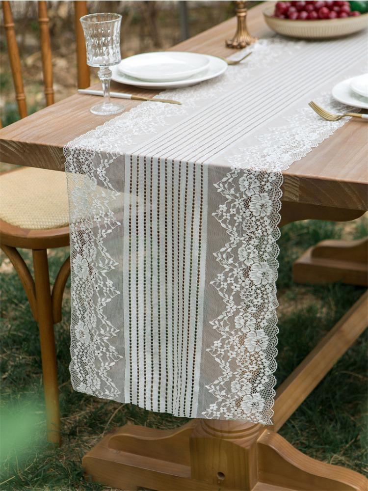 Elegant French Romantic White Lace Table Runner Perfect for Weddings, Restaurants & Home Decor