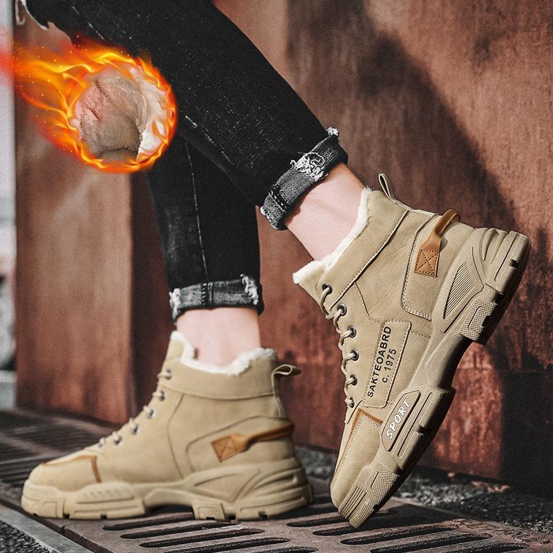 Snow Boots Men's New Model with Added Insulation for Warmth and High-top Cotton Shoes