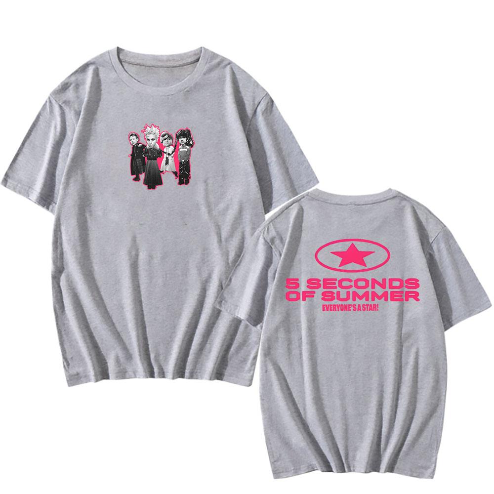

5 SECONDS OF SUMMER Футболки гурту Кожен - Зірка Футболка з альбому З коротким рукавом Круглий виріз Бавовняні футболки Одяг з графічним принтом Топ S