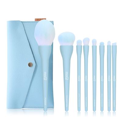 MSQ Makeup Brush 8-Piece Set High-Quality Fiber Hair Super Soft Daily Portable Suitable Sensitive Skin (Blue)