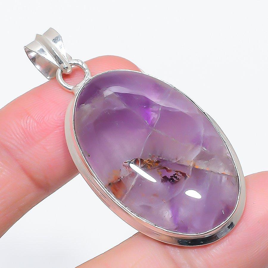 

Natural Sage Amethyst Gemstone 925 Sterling Silver Jewelry Pendant 2.13 y9Y11
