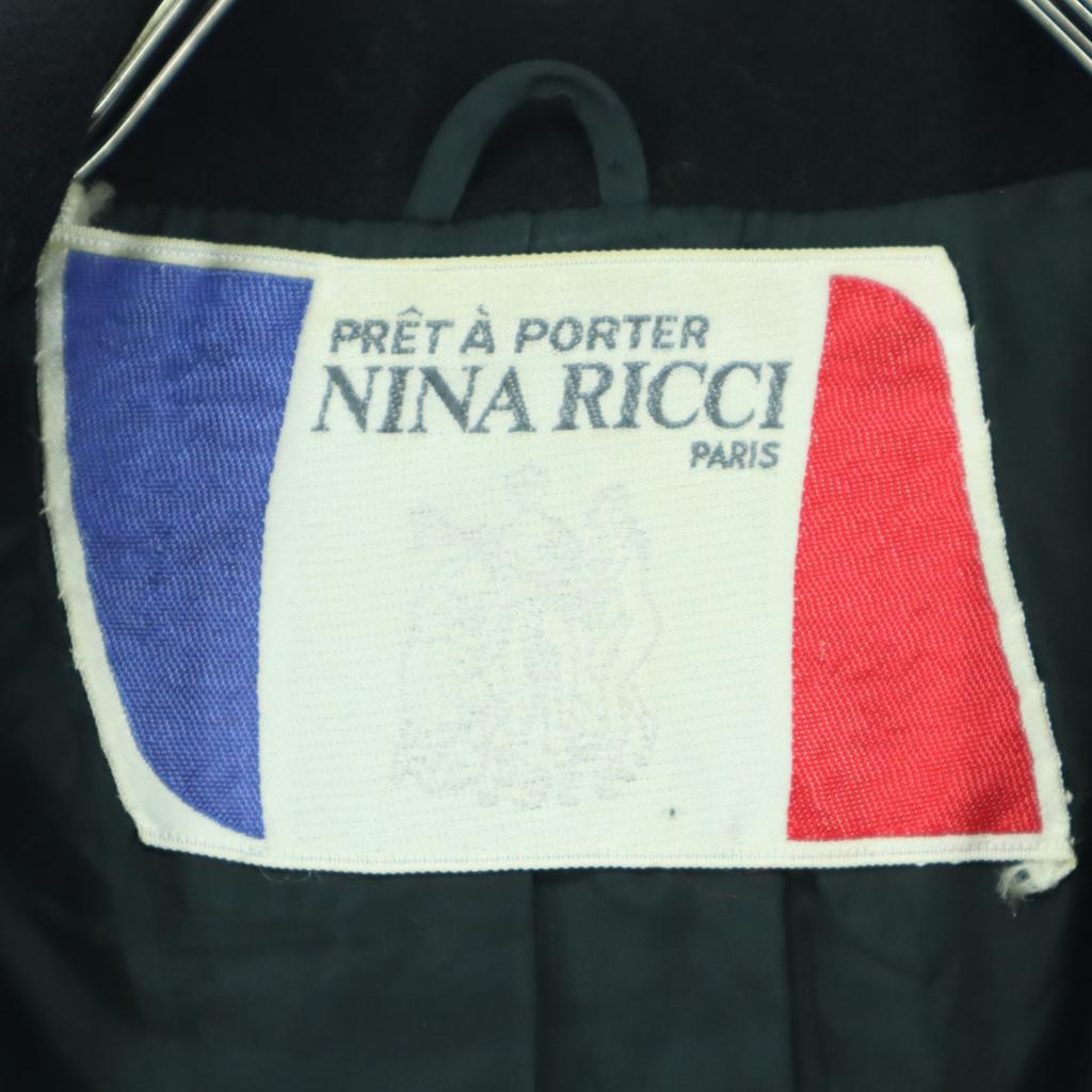Nina Ricci Long Sleeve Double Breasted Wool Coat 9 Black Women Used