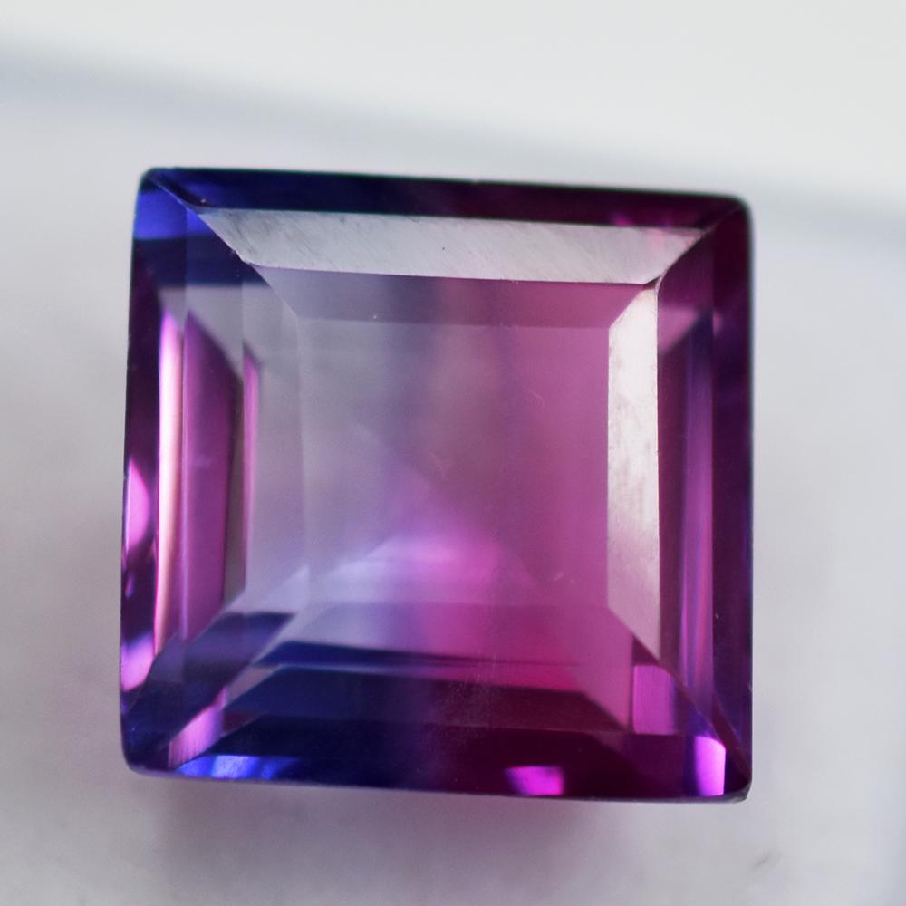 Natural Sapphire Loose Gemstone Bi-Color Square Cut 17.30 ct September Birthstone for Jewelry Making