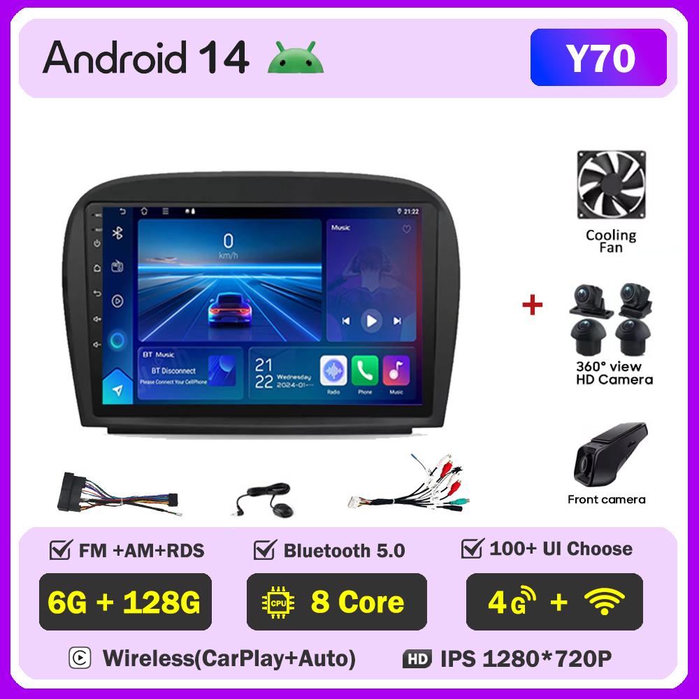 Pentru Mercedes Benz SL R230 SL350 SL500 SL55 SL600 SL65 2001-2007 Player Radio Auto Android 14 Navigație GPS Ecran Tactil 5G Wifi