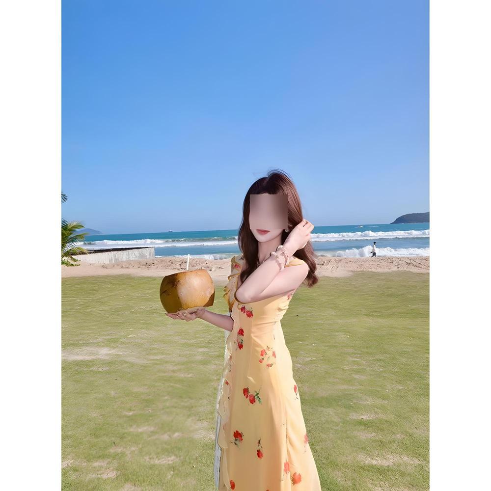 

Цветочное платье-комбинация цвета пыльной розы с юбкой годе женское летнее элегантное темпераментное длинное платье с завышенной талией XL- (recommended 110-60kg) жёлтый