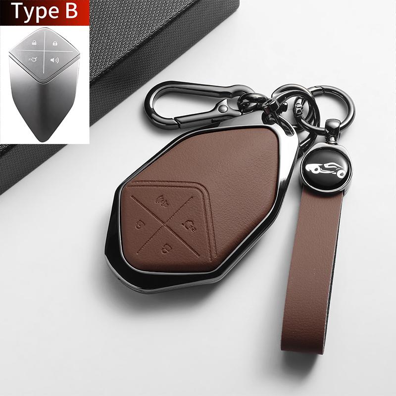 For Changan DEEPAL S07 L07 SL03 S7 G318 S05 Leather Metal Car Smart Key Case Cover Fob Car Protector Key Shell Decor Accessories