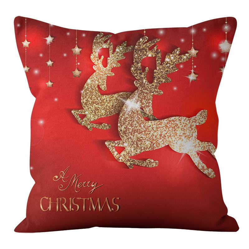 Christmas Red Pillow Case Nordic Festival Home Fabric Sofa Short Plush Printed Cushion Cushion Cover