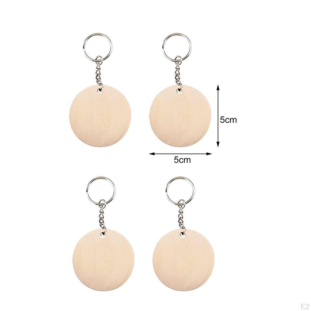 Blank Wood Key Chain Set Keychain DIY Unfinished for Jewelry Making Keyring Gift