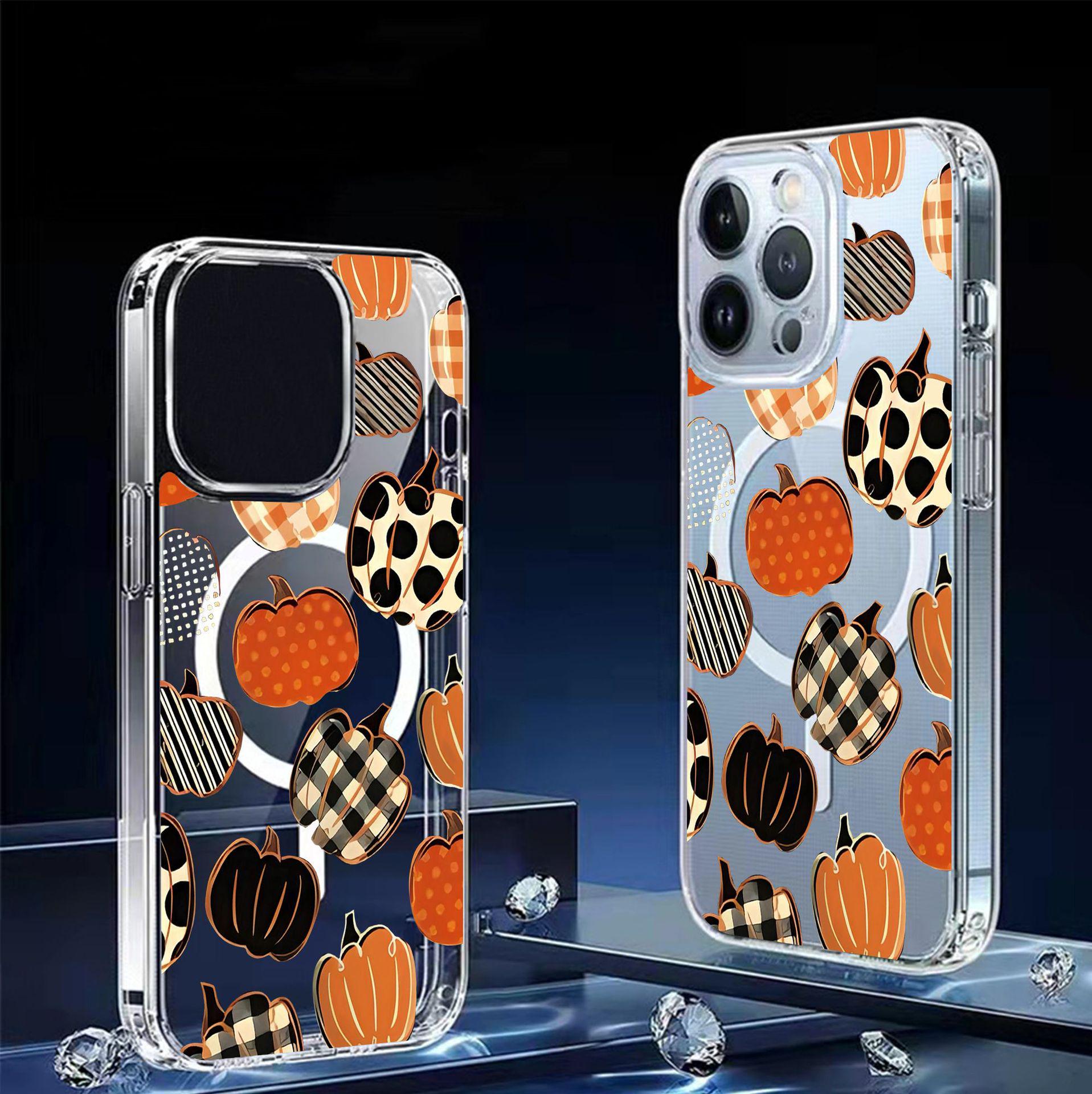 

Personality Pumpkin Magnetic Clear Case for iPhone 15/16/17 Pro Max - Full Protection iPhone 15 прозорий