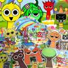Sprunki Birthday Party Decoration Incredibox Latex Aluminum Foil Balloon For Kids Event Supplies Banner Disposable Tableware