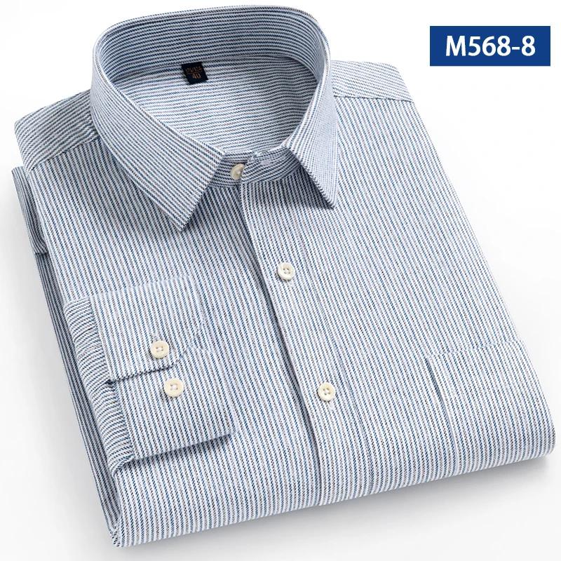 High Quality 100% Cotton Brushed Long Sleeve Shirts for Man Slim Fit Shirt Plaid Casual Soft Striped Elegant Designer Clothes