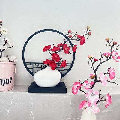 Elegant Chinese-Inspired Artificial Plum Blossom Bonsai Set With Screen Base - Perfect For Home & Office Decor Outdoor Gadgets