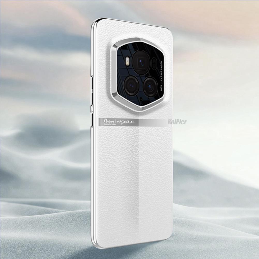 Original Leder Hülle für Honor Magic 6 RSR Stoßfeste Rückabdeckung Vergoldeter Bumper für Magic6RSR Harte PC Handyhülle
