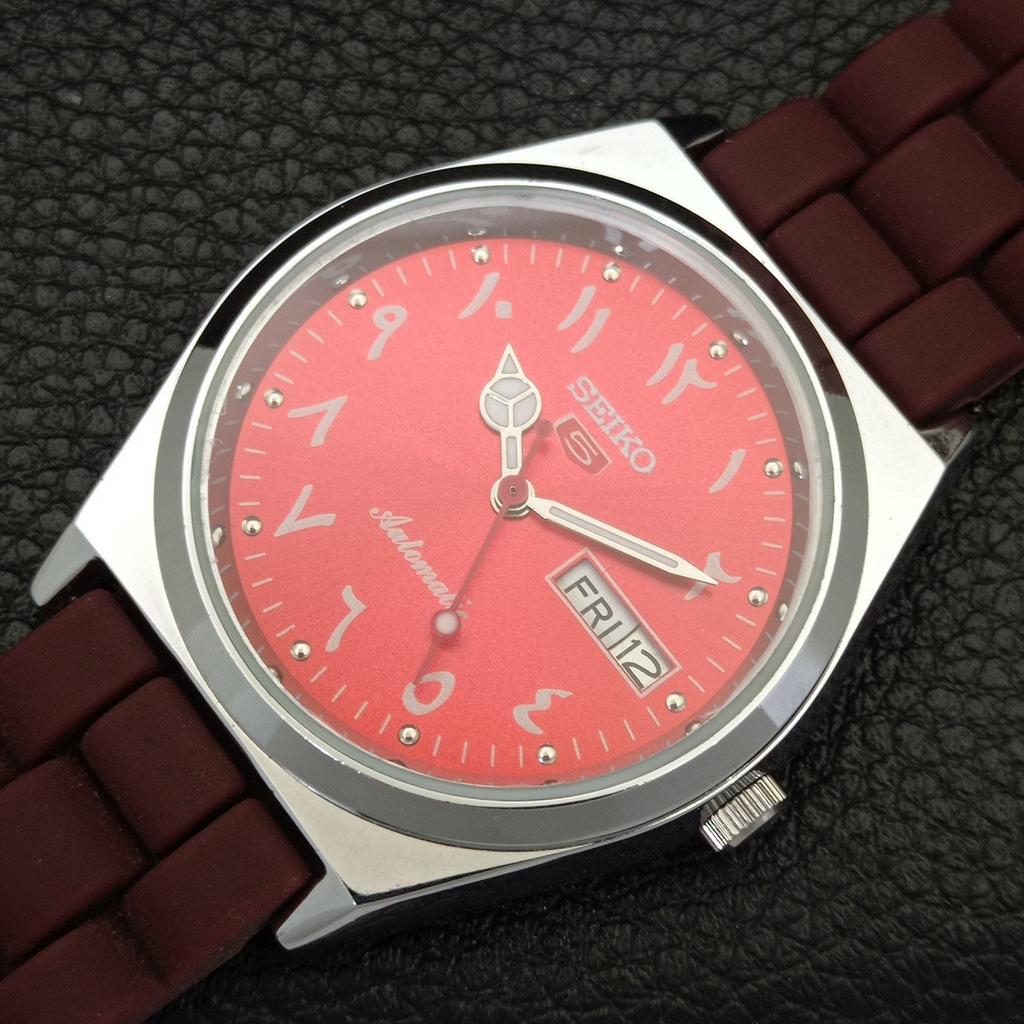 VINTAGE REFURBISHED SEIKO 5 AUTOMATIC 6309A JAPAN MENS RED DIAL WATCH A441364-5