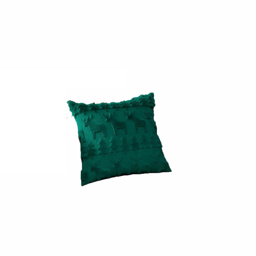 Christmas Cover 45*45cm Plush Deer Embroidery Sofa Cushion Cover for Holiday Party Decoration (Insert Not Included)